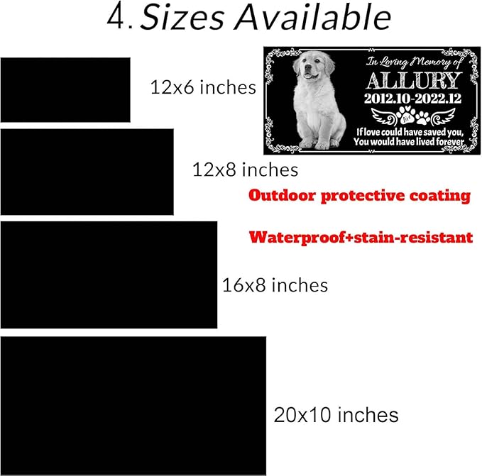 Dog Headstone,Pet Memorial Stone,Black Granite Memorial Garden Stone Engraved with Photo,Pet Headstones Personalized Pet Memorial Stones for Dog,Cat Tombstone (Dog Headstone)