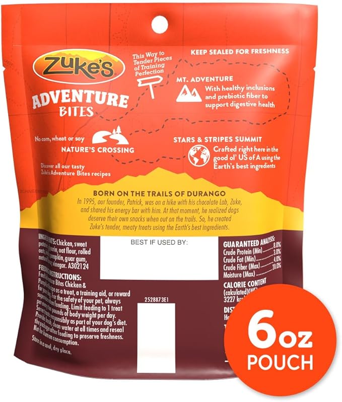 Zuke’s Adventure Bites Pet Treats For Dogs of All Sizes, Soft Dog Treats Real Chicken and Pumpkin Recipe - 6 oz. Pouch