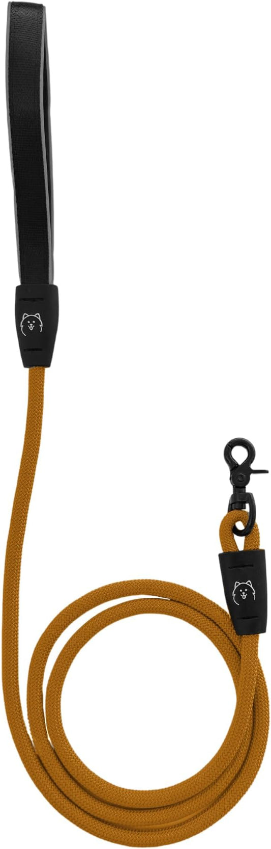 ShawnCo Basecamp Rope Dog Leash- Premium, Durable Pet Leash with Soft Neoprene Padded, Reflective Handle for Small, Medium and Large Dogs (Sunset Orange, 5 Feet)