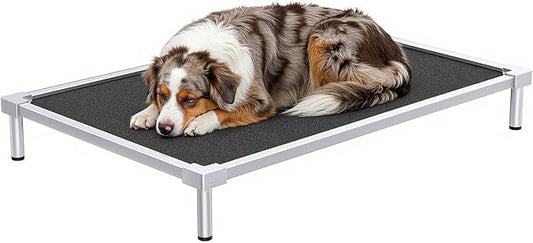 Premium Elevated Dog Bed， Heavy Duty Dog Bed 250lbs Capacity Tough Pet Bed with Anti-Rust Aluminum Frame Chew Proof Design Washable Easy Assembly for Crate Outdoor for Medium Sized Pet -M