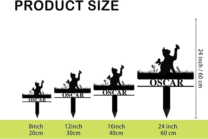 Custom Cat Grave Marker Cat Burial Stake, Personalized Butterfly Flowers Cat Memorial Garden Stake, Metal Cat Memorial Plaque for Outdoors, Customized Pet Headstone