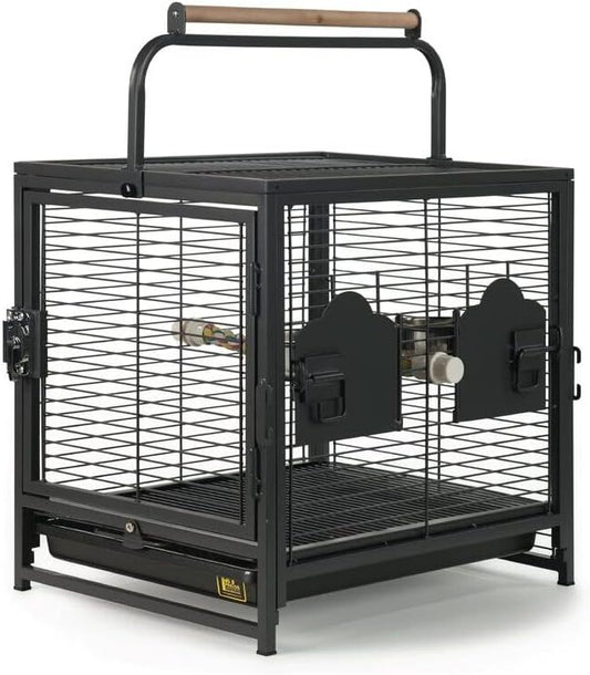 Artisanal Artistry Bird Cage with Handcrafted Design, Intricate Details, Spacious Interior for a Stylish and Comfortable Home Black/Small