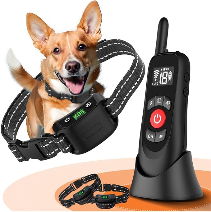 Wireless Dog Fence, Portable Electric Fence for Dogs with Remote Training Collar, Magnetic Charging Base, Outdoor Pet Containmen System for Yards, Adjustable for Medium Large Dogs