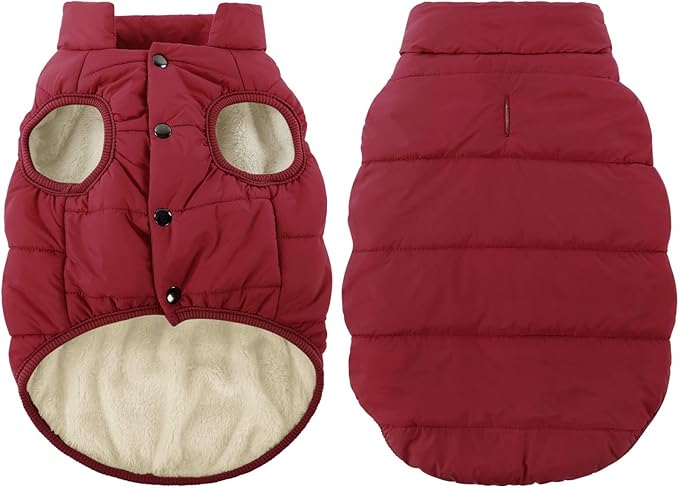 ASENKU Dog Winter Coat - Waterproof Windproof Dog Jacket, Warm Snowproof Doggie Puffer Vest for Cold Weather, Lightweight Snow Coats for Small Medium Large Dogs (3XL, Red)