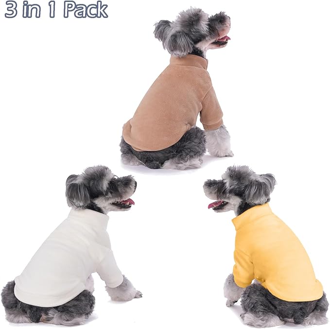 Dog Sweater, 3 Pack Dog Sweaters for Small Dogs Girl Boy, Ultra Soft Warm Puppy Clothes Dog Coat for Winter (Camel+Beige+Yellow, Medium)