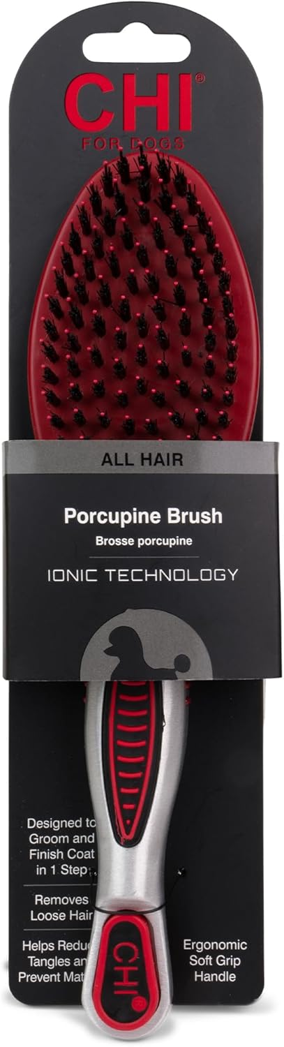 CHI Dog Brush for, Porcupine Brush for Dogs - Grooming Tools for Dogs & Puppies, Removes Mats and Tangles, Ionic Technology, Ergonomic Soft Grip Handle, Suitable for All Hair Types