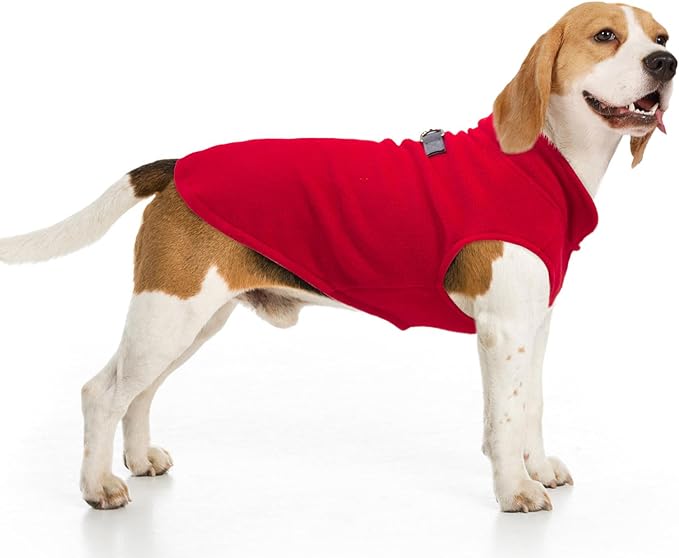 BEAUTYZOO Dog Fleece Vest Sweater Winter Jacket for Small and Medium Large Dogs with D-Ring Leash Cold Weather Coat Hoodie for XS S M Dogs Boy or Girls, Red XL