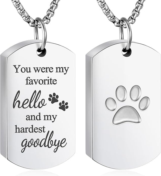 abooxiu Cremation Jewelry for Ashes Urn Necklace for Ashes Memorial Dog Ashes Necklace Cremation Necklace Pet Keepsake Necklace Pawprint Ashes Holde Necklace