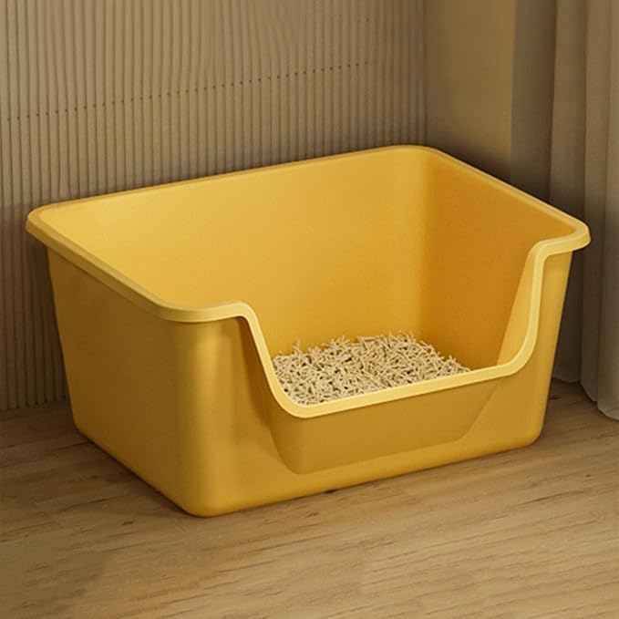 Large Cat Litter Box with High Sides,Cat Boxes for Indoor Cats,Cat Litter Pan for Kitty,Litter Box with Low Entry,Easy to Clean,Anti-Splashing (Green)