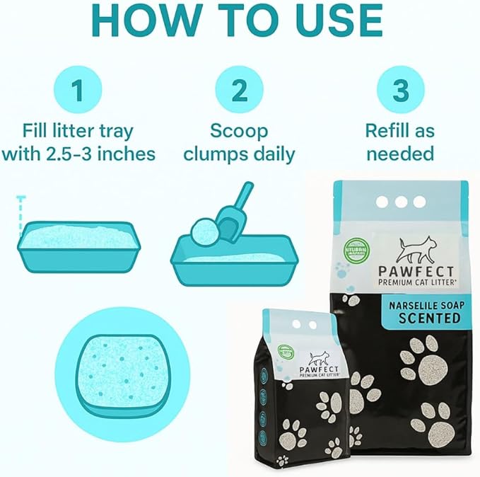 Marseille Soap Scented Clumping Cat Litter – 9.6 lb / 5L, Dust-Free, Odor Control