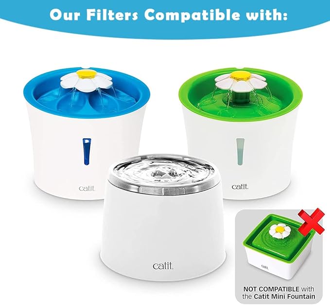 8-Pack Cat Water Fountain Filters, Cat Fountain Replacement Filter, Pet Fountain Filters Compatible with Most Catit Automatic Cat Fountain