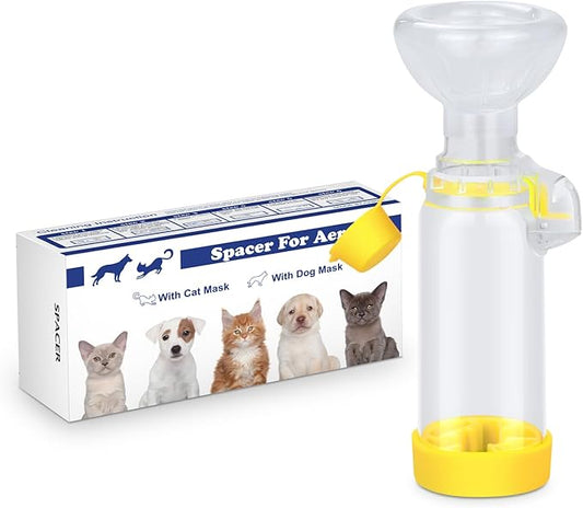 Chamber for Pets Inhaler Spacer for Cat or Dog Handheld Spacer for Giving Medicine to Your Pet with Exclusive Breathing Indicator (for Cat(Yellow))
