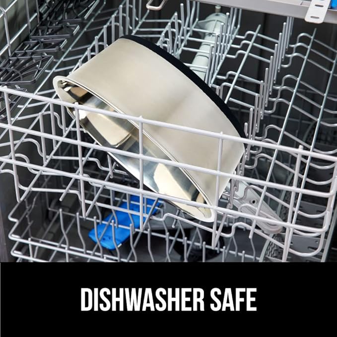 GORILLA GRIP Set of 2 Dog Bowls, Holds 6 Cups (48 fl oz), Heavy Duty Metal Food and Water Bowl for Feeding Dogs and Cats, Dishwasher Safe, Rust Resistant Stainless Steel, BPA Free Rubber Base, Black