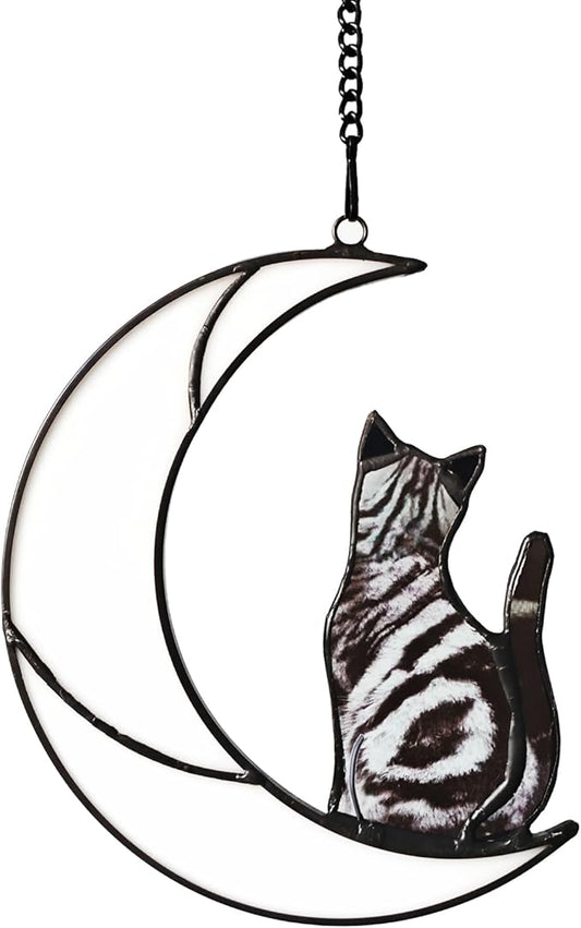 Handcrafted Stained Glass Tabby Cat Memorial Suncatcher - American Shorthair Keepsake, Memorial Gift for Cat Lovers