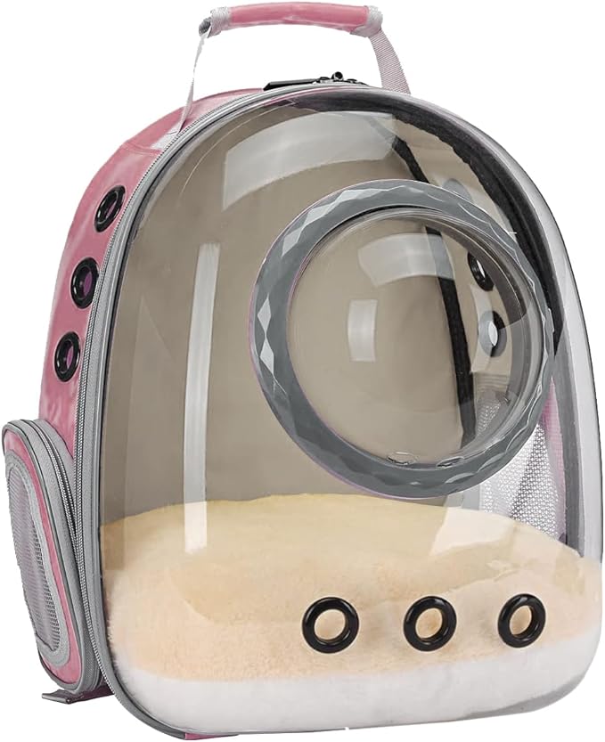 Pet Carrier Backpack for Kitten, Small Puppy and Bunny, Backpack for Kitten, Space Capsule Bubble Cat Backpack Carrier, Airline Approved Waterproof Green Pet Backpack for Small Dog (Pink)
