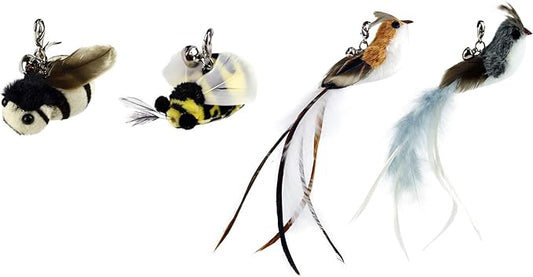 TTcat Cat Feather Toy Replacement Cat Toy Wand Refills, 4 Pcs Simulation Insects Bird Feathers Refills, Cat Toy Replacement Feathers for Cat Wand…