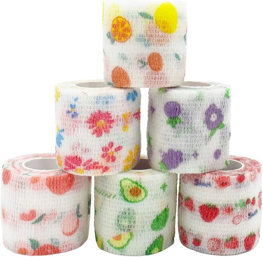 Vet Tape wrap, wrap Bandage 2 inch 6 Rolls,Adhesive wrap Bandage for The Person or The Pets (cat,Dogs,Horse and Other Animal) who was injure or Have Wounds (Fruits 6pcs) Vukayo001