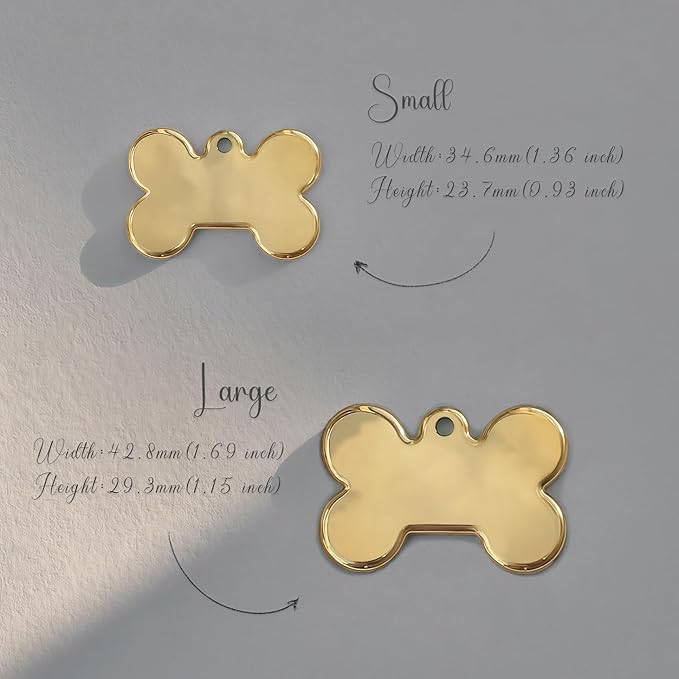 Name Pattern Art Design - Dog Tags Personalized for Pets - Custom Cats Dogs ID Tag - Stainless Steel Deep Engraving (Bone)