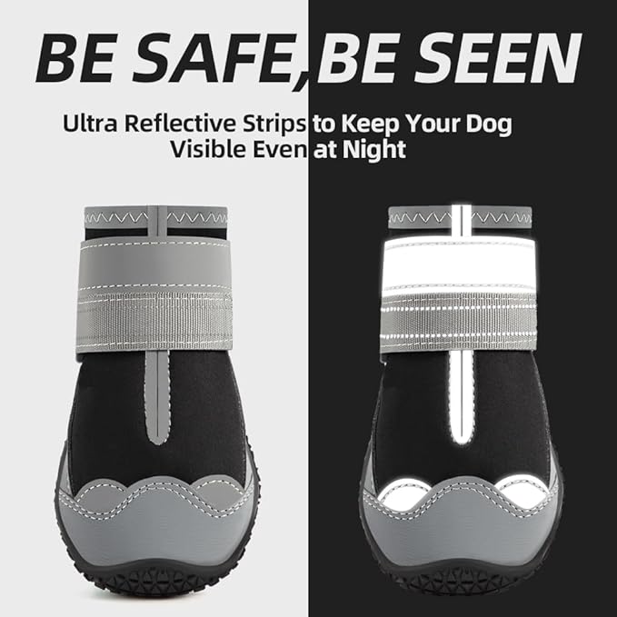 Dog Shoes for Small Dogs, Dog Boots & Paw Protectors for Hardwood Floors, Outdoor Dog Booties for Hot Pavement Winter Snow Hiking, Waterproof Dog Shoes with Reflective Strips Size 1