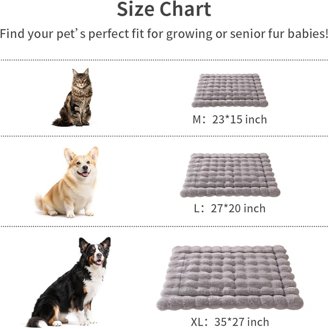 Cat Beds for Indoor Cats Plush Pad Mat with Non-Slip Bottom Faux Fur Soft Kitten Bed for Carriers/Floor/Couch Dog & Puppy Washable 23 x 15 Inch Medium Grey