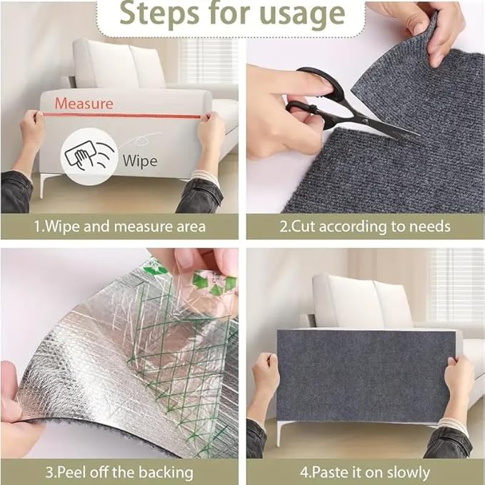 Cat Scratch Furniture Protector, Couch Cat Scratcher Mat - Wall Sticky Scratch Play Mat (Grey, 78.7"x15.8")