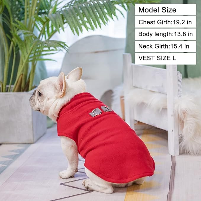 BEAUTYZOO Dog Fleece Vest Sweater Winter Jacket for Small and Medium Dogs with D-Ring Leash Cold Weather Coat Hoodie for XS S M Dogs Boy or Girls, Large