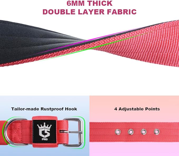 TSPRO Tactical Dog Collar 1.5 Inch Wide Thick Dog Collars with Heavy Duty Metal Buckle, Durable, Strong, Adjustable for Medium to Large Dogs (Pink L)
