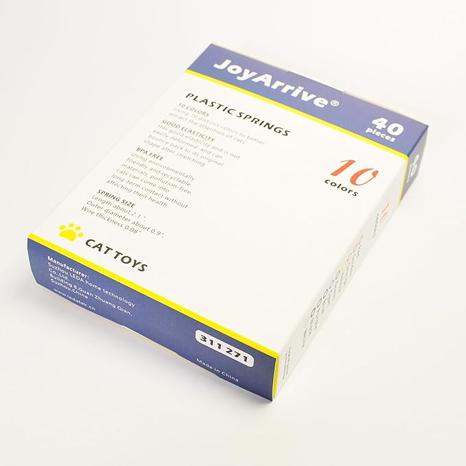 40Pcs 10 Colors Box Stored Springs for Indoor Cats, Cats Coil, Cat Interactive Toys, Cat Swatting Toy, Self-Play Toys, Hunting Toy, Kitten Spring