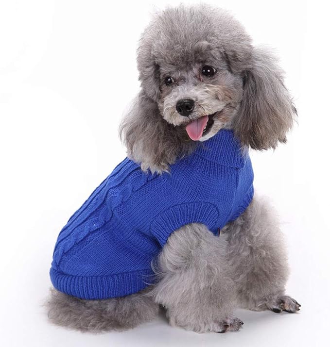 Dog Sweater for Small, Medium, Large Dogs - Warm Winter Turtleneck Pet Clothes for Puppies and Cats - Cute Classic Christmas Coat for Girls and Boys
