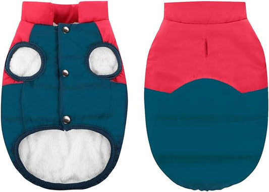 ASENKU Dog Winter Coat - Waterproof Windproof Dog Jacket, Warm Snowproof Doggie Puffer Vest for Cold Weather, Lightweight Snow Coats for Small Medium Large Dogs (Red&Navy, XL)