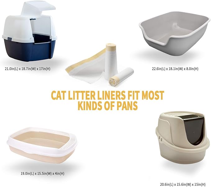 KONE Cat Litter Box Liners, 14 Count Jumbo Extra Durable Large Drawstring Kitty Litter Pan Bags Cat Waste Litter Bags Pet Supplies 36" x 18"