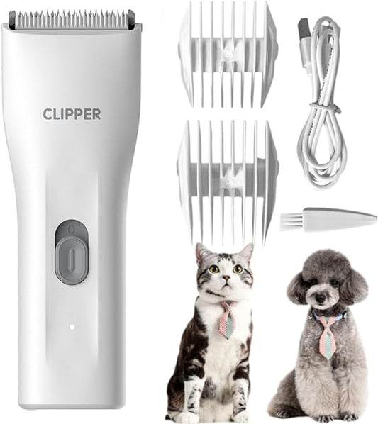 Dog Grooming Kit Clipper for Thick Coat Low Noise Cordless Cat Hair Trimmer Rechargeable Shaver Pet Grooming Tools for Small and Large Animals