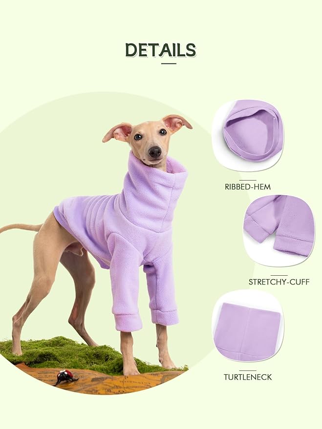 Dog Fleece Sweater Turtleneck Long Sleeve Pullover Sweatshirt Warm Puppy Clothes for Small Medium Dogs