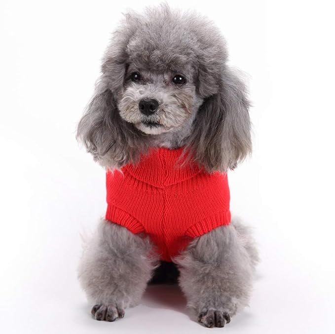 Dog Sweater for Small, Medium, Large Dogs - Warm Winter Turtleneck Pet Clothes for Cats and Puppies - Cute Classic Christmas Coat for Girls and Boys