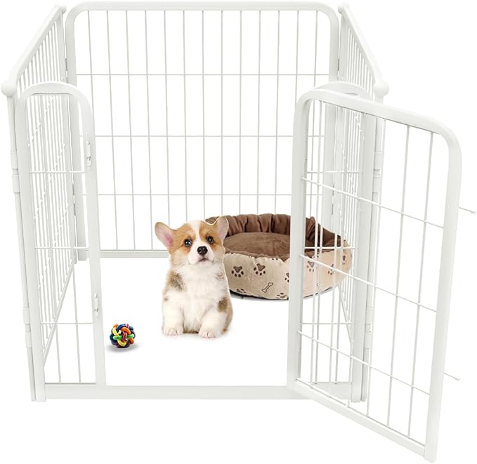 FXW Homeplus Unleashed Indoor Dog Playpen - Stress-Free and Safe Play, Heavy Duty 24 Inch 4 Panels Dog Pen for Puppy and Small Dogs, White│Patented