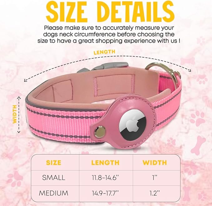 Essential Pet Supplies: Pet Collar for Small Dogs with Reflective AirTag Holder and Secure,Comfortable Padding Bundled with Safe Dog Nail Clippers and Self-Cleaning Dog Brush