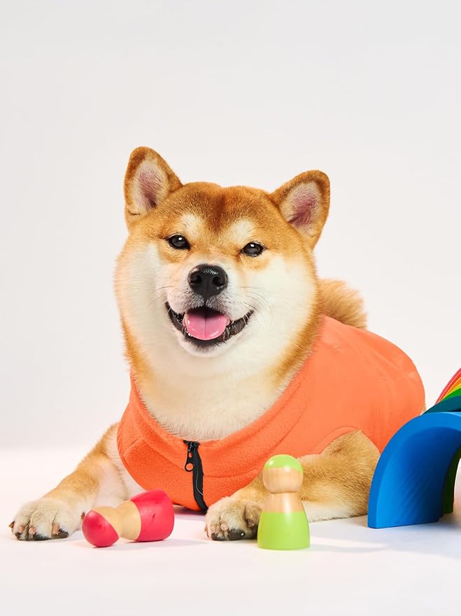 Haloumoning Dogs Fleece Coats Pet Jackets for Small and Medium Dogs Puppy Mock Neck Zipper Fall Winter Jacket