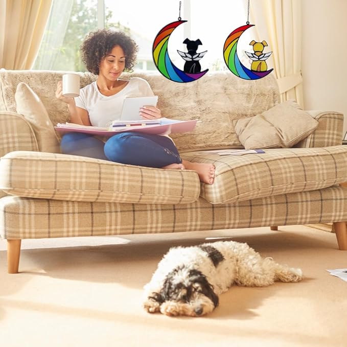 Dog Memorial Gifts, Death Sympathy Gift for Loss of Dogs, Rainbow Bridge Pet Passing Away Pet Memorial Sun Catcher Gifts