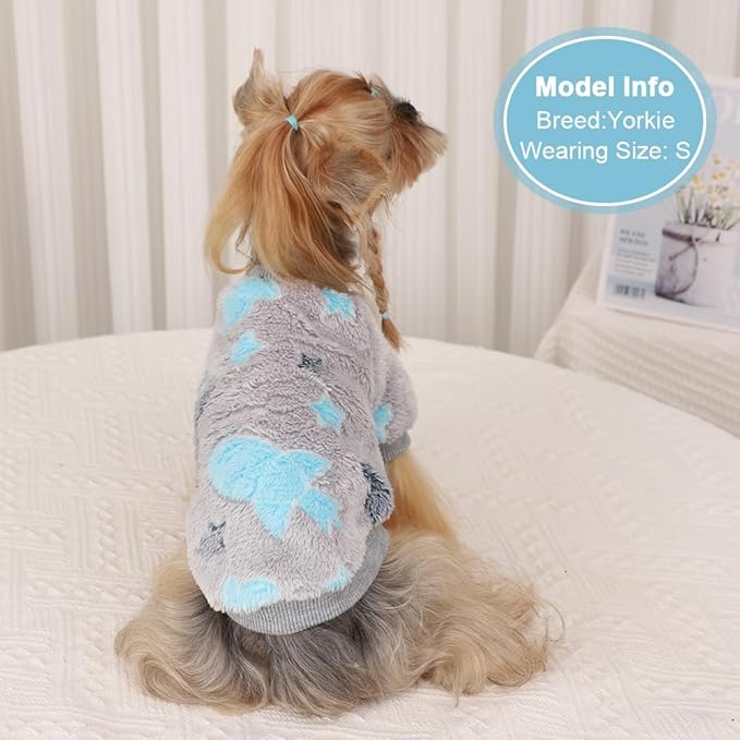 Dog Sweater Glow in The Dark Girl Pink Small Fleece Clothes Winter Soft Thickening Warm Puppy for Dogs Boy Teacup Yorkie Chihuahua (XXS,Grey)