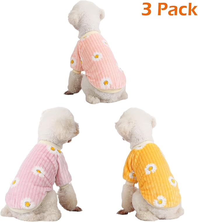Dog Sweater, 3 Pack Dog Sweaters for Small Dogs, Dog Clothes for Small Dogs Girl Boy, Ultra Soft and Warm Puppy Sweater Dog Coat for Winter Christmas (Medium, Dy Pink+Dy Purple+Dy Yellow)