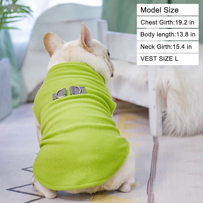 BEAUTYZOO Dog Fleece Vest Sweater Winter Jacket for Small and Medium Large Dogs with D-Ring Leash Cold Weather Coat Hoodie for XS S M Dogs Boy or Girls, Green XL