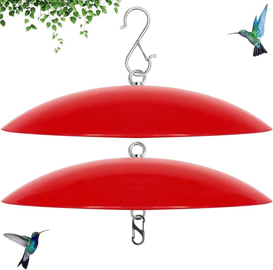 13" Hummingbird Feeder Dome Guard,Bird Feeder Rain Cover,Dome Weather Proof for Bird Feeders Pole, (Bright Red), 2Pack