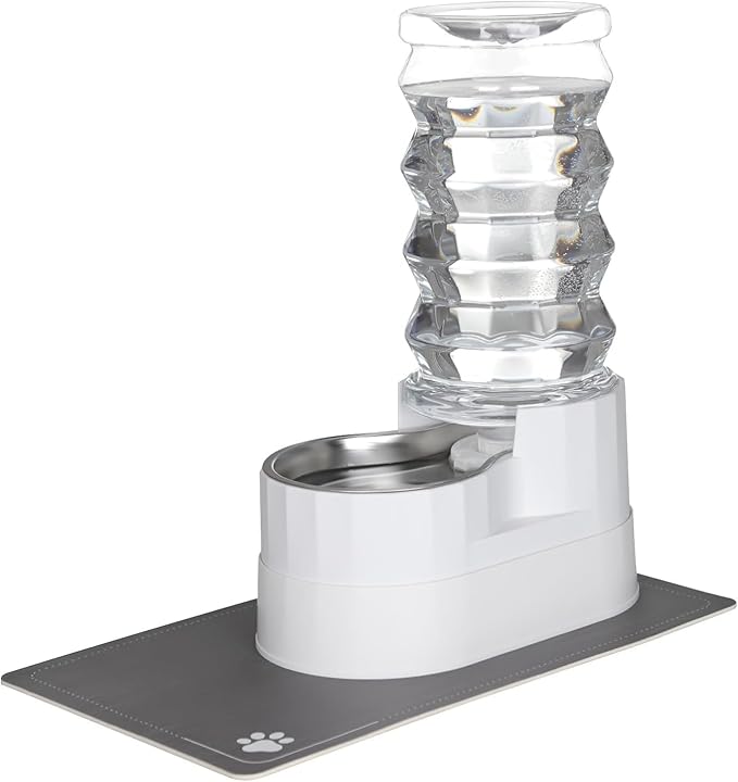 RIZZARI Large Water Dispenser for Dogs: 9L Automatic Stainless Steel Gravity Raised Pet Feeder for 30-60 LB Senior Pet Dogs with Neck Pain Relief in Garage Living Room