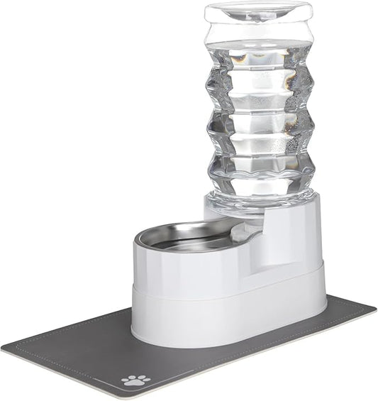 RIZZARI Large Water Dispenser for Dogs: 9L Automatic Stainless Steel Gravity Raised Pet Feeder for 30-60 LB Senior Pet Dogs with Neck Pain Relief in Garage Living Room