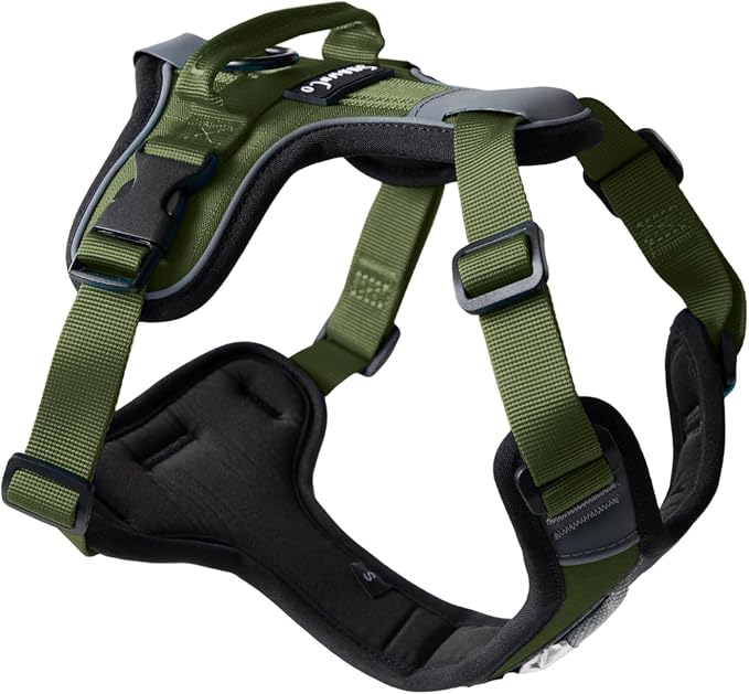 ShawnCo Basecamp Dog Harness, No-Pull Pet Vest with 3 Leash Clips, Padded, Reflective, Lightweight and Adjustable Harness with Handle for Small, Medium and Large Dogs (Olive Green, XL)