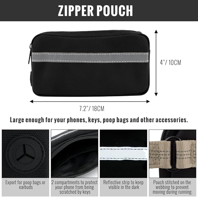 Plutus Pet Hands Free Retractable Bungee Leash with Reflective Stitches, Dual Handle Adjustable Waist Leash for Dog Walking, Running, Jogging, Medium Large Dogs