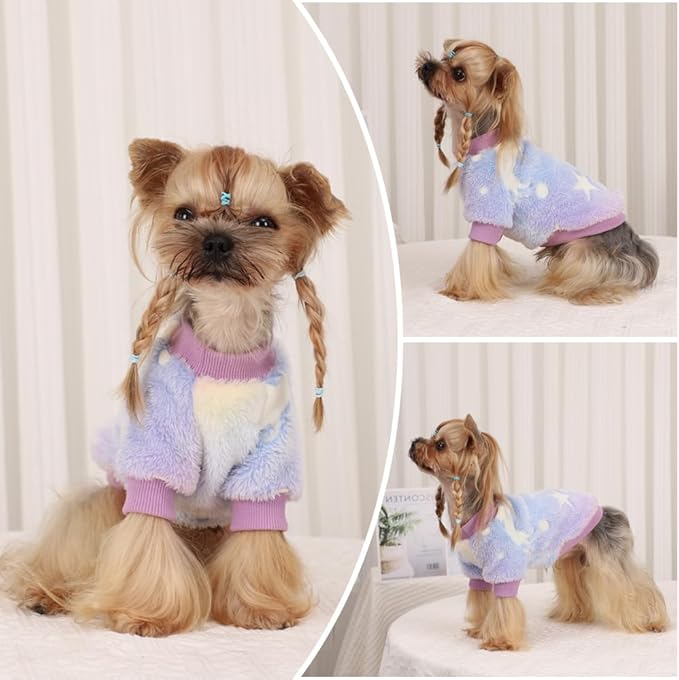 Dog Sweater Glow in The Dark Girl Pink Small Fleece Clothes Winter Soft Thickening Warm Puppy for Dogs Boy Teacup Yorkie Chihuahua (S,Pink)