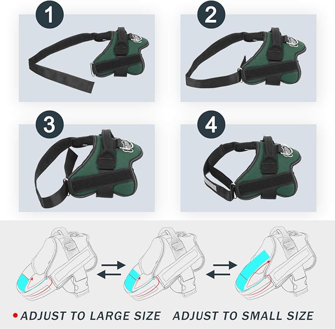 Bolux Dog Harness, No-Pull Reflective Dog Vest, Breathable Adjustable Pet Harness with Handle for Outdoor Walking - No More Pulling, Tugging or Choking (Dark Green, S)