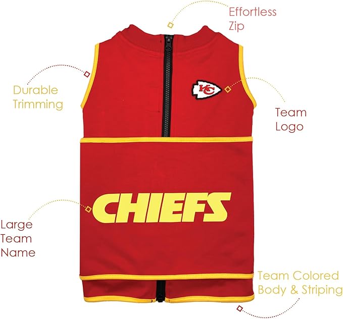 NFL Kansas City Chiefs Dog Anxiety Shirt Calming Soothing Solution Vest, for Dogs/Cats with Anxiety, Fears, Fireworks, Loud Noises, Dark, Lonely Keeps Dogs Calm Feeling Safe, Relaxing Jacket, Medium