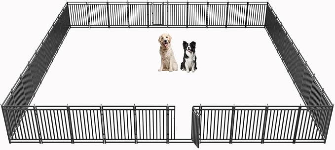Dog Fence Outdoor for Yard Indoor Dog Playpen 40" Height 40 Panels Portable Dog Pen Metal Dog Kennel for RV Camping(Black-Silver)